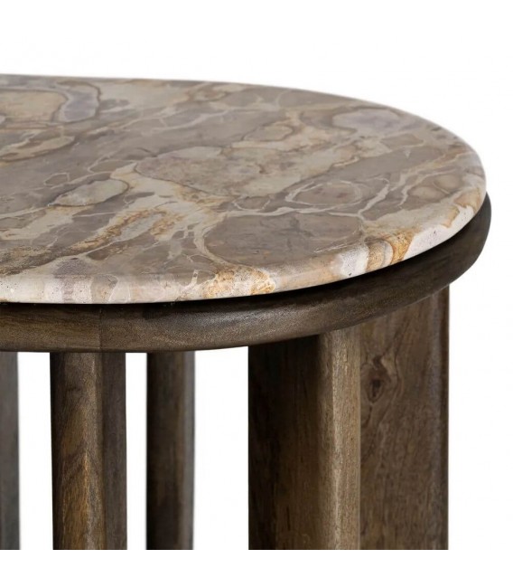 Consola de entrada de madera mango con mármol estilo moderno 6