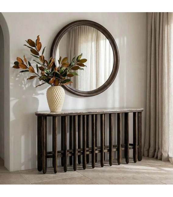 Consola de entrada de madera mango con mármol estilo moderno mdmhogar