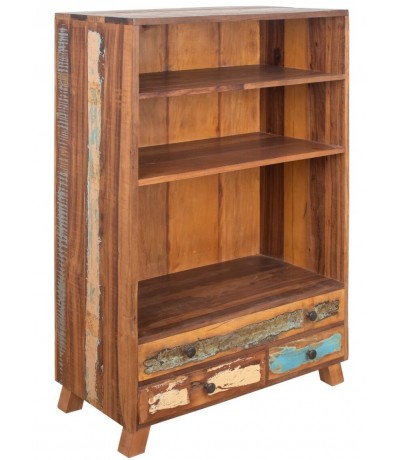 Estantería baja madera reciclada decapada multicolor estilo vintage