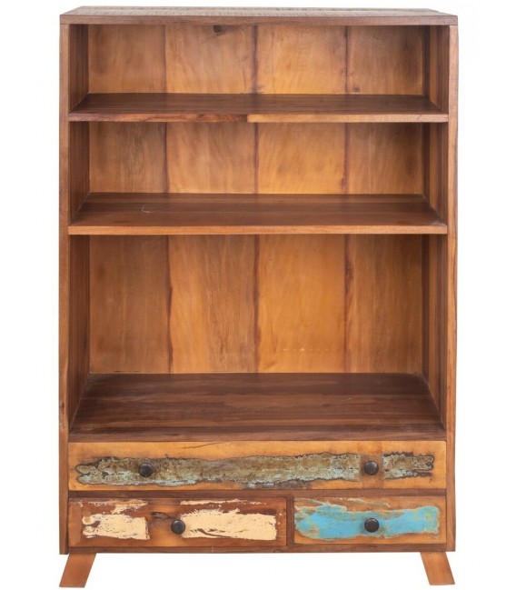 Estantería baja madera reciclada decapada multicolor estilo vintage 1