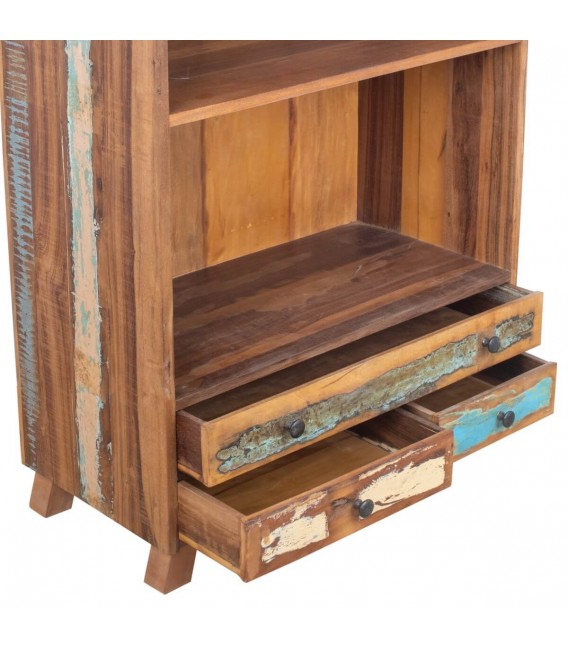 Estantería baja madera reciclada decapada multicolor estilo vintage 2