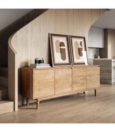 Aparador madera mango de cuatro puertas estilo boho natural mdmhogar