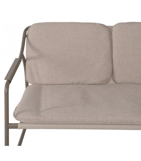 Set exterior sofá 2 plazas sillones mesa acero beige moderno 5