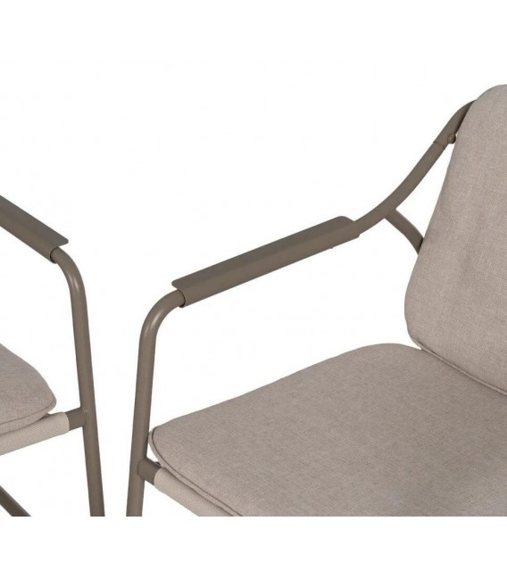 Set exterior sofá 2 plazas sillones mesa acero beige moderno 6