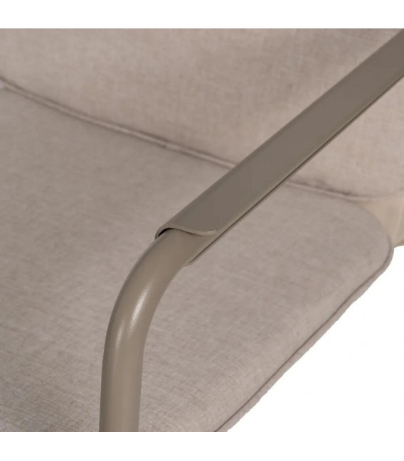 Set exterior sofá 2 plazas sillones mesa acero beige moderno 12