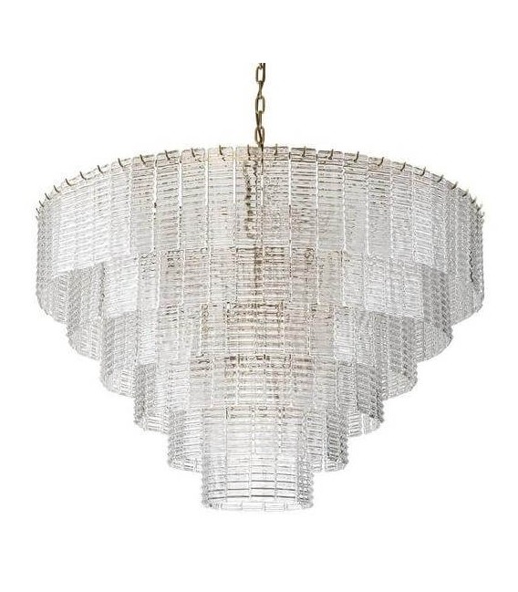 Lámpara de techo XL de cristal y metal dorado estilo clásico chic