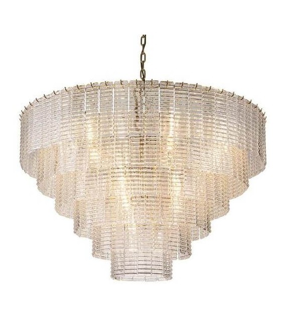 Lámpara de techo XL de cristal y metal dorado estilo clásico chic 1