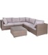 Sofá rinconera de exterior ratán natural con mesa de cristal
