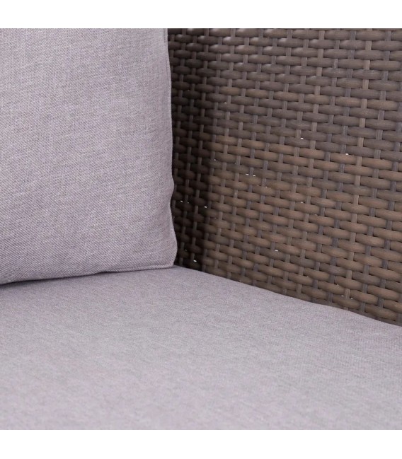 Sofá rinconera de exterior ratán natural con mesa de cristal 6