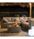 Sofá rinconera de exterior ratán natural con mesa de cristal mdmhogar