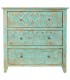 Cómoda madera maciza de mango tallada verde decapada clásico vintage 1