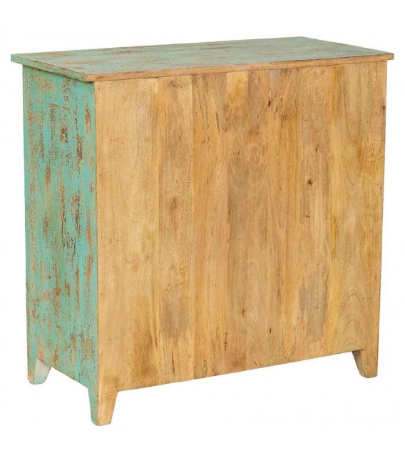 Cómoda madera maciza de mango tallada verde decapada clásico vintage 3