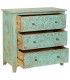 Cómoda madera maciza de mango tallada verde decapada clásico vintage 2