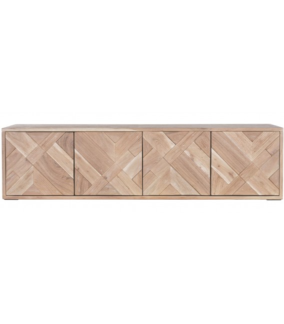 Mueble de televisión flotante madera acacia natural 4 puertas 1