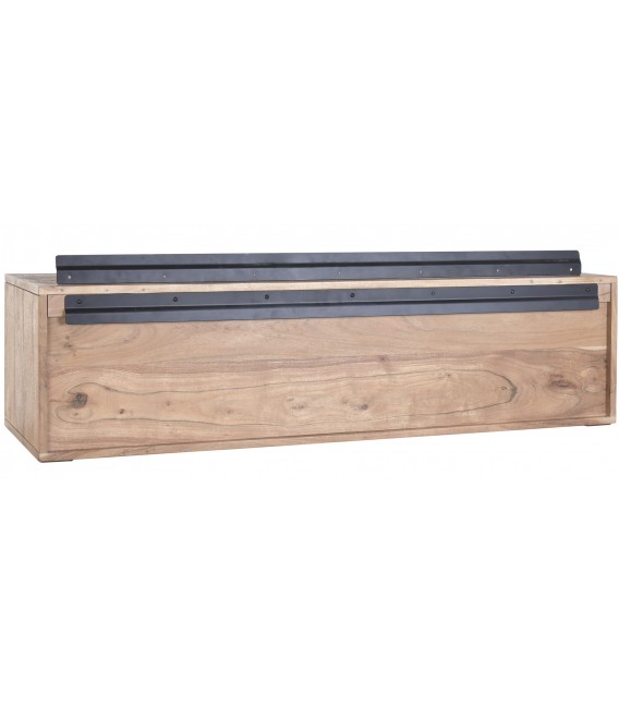 Mueble de televisión flotante madera acacia natural 4 puertas 2