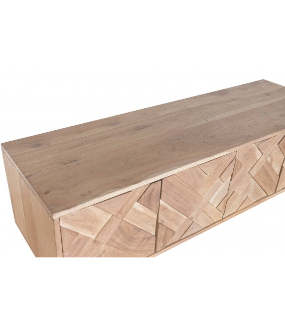 Mueble de televisión flotante madera acacia natural 4 puertas 4