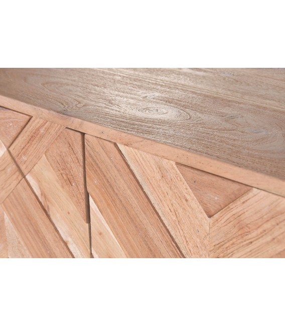 Mueble de televisión flotante madera acacia natural 4 puertas 5
