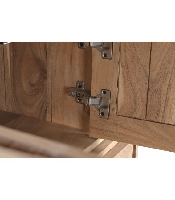 Mueble de televisión flotante madera acacia natural 4 puertas 6