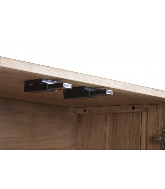 Mueble de televisión flotante madera acacia natural 4 puertas 7