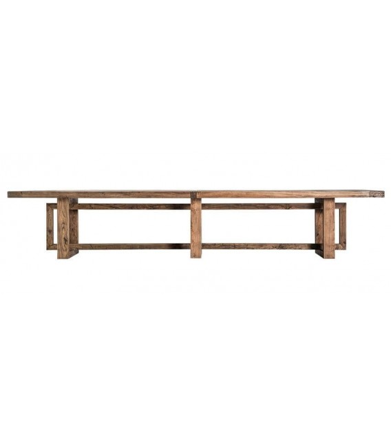 Mesa de comedor XXL madera maciza olmo estilo boho natural 1