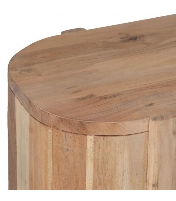 Mueble de televisión madera mango natural cuatro puertas cristal 3
