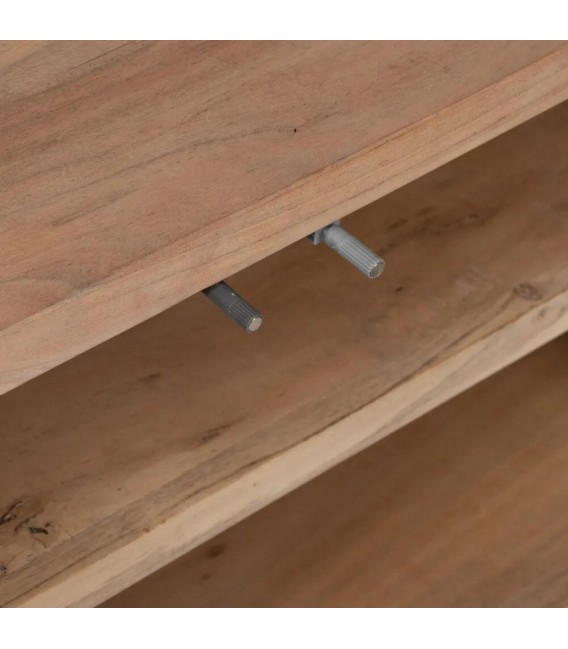 Mueble de televisión madera mango natural cuatro puertas cristal 5