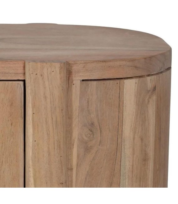 Mueble de televisión madera mango natural cuatro puertas cristal 8