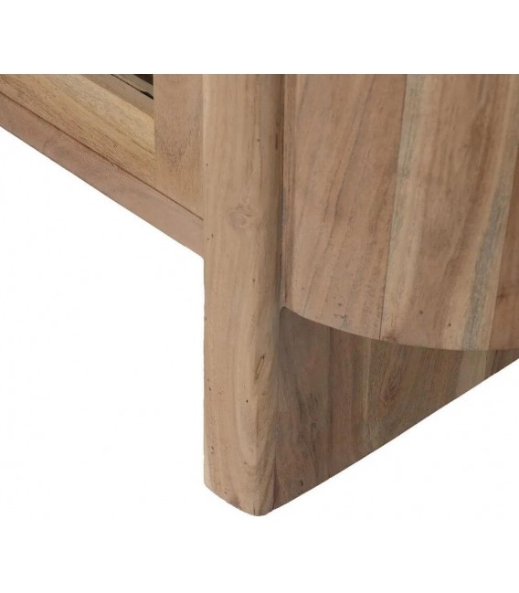 Mueble de televisión madera mango natural cuatro puertas cristal 9