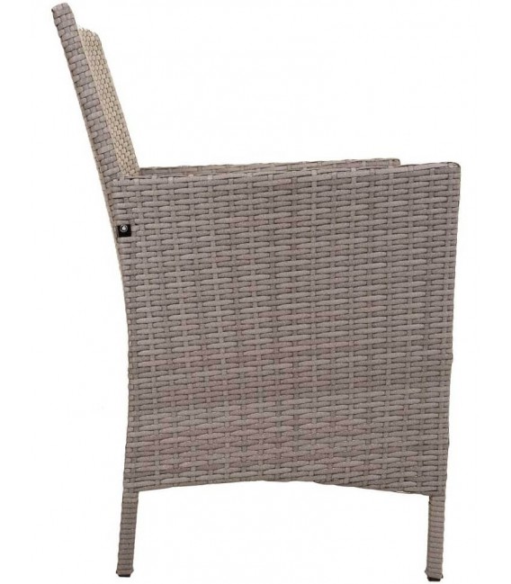 Set mesa y dos sillones de ratán sintético gris cojines crudo 3
