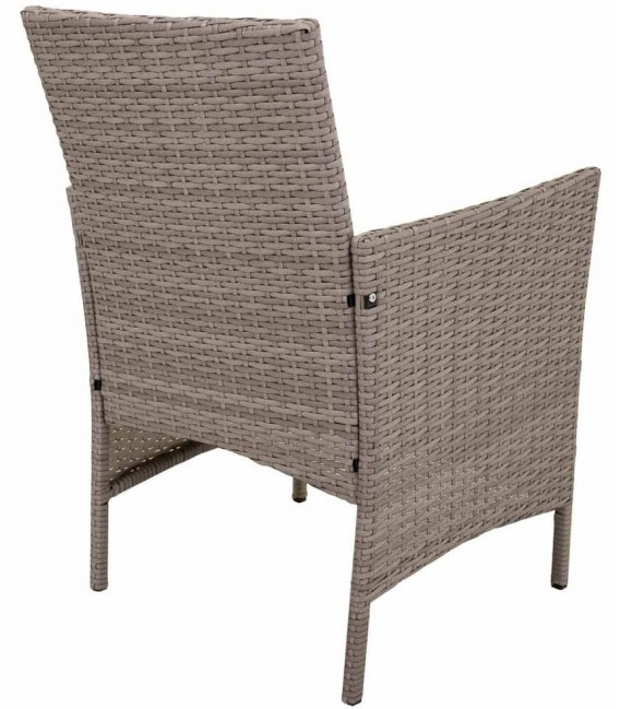 Set mesa y dos sillones de ratán sintético gris cojines crudo 4