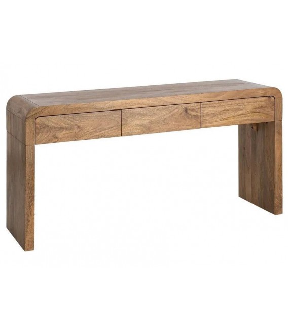 Consola de entrada de madera maciza mango nogal tres cajones