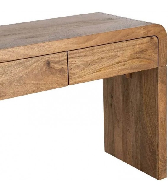 Consola de entrada de madera maciza mango nogal tres cajones 2