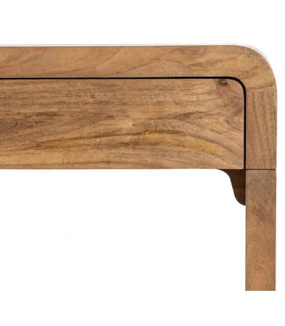 Consola de entrada de madera maciza mango nogal tres cajones 4
