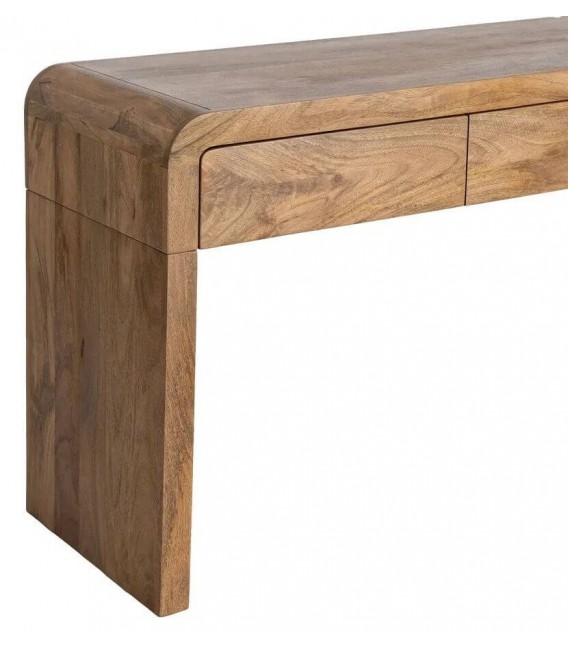 Consola de entrada de madera maciza mango nogal tres cajones 3