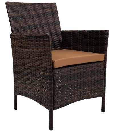 Set exterior de ratán sintético nogal con mesa y dos sillones 1