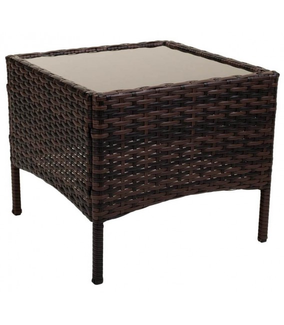 Set exterior de ratán sintético nogal con mesa y dos sillones 4
