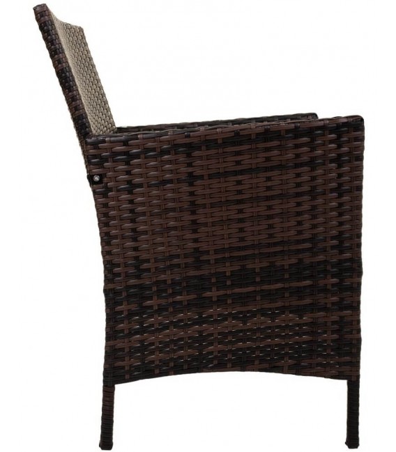 Set exterior de ratán sintético nogal con mesa y dos sillones 5