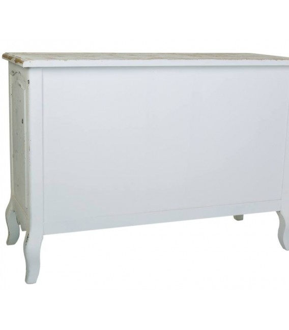 Cómoda en blanco rozado de madera maciza abeto con nueve cajones 3