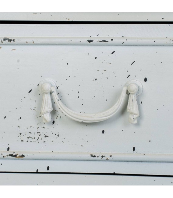 Cómoda en blanco rozado de madera maciza abeto con nueve cajones 6