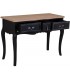 Escritorio color negro patinado de madera maciza con tres cajones 3