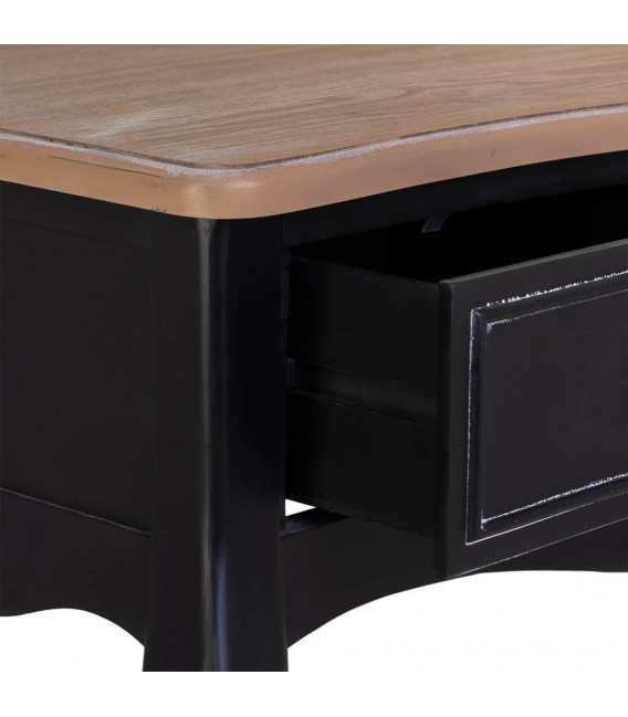 Escritorio color negro patinado de madera maciza con tres cajones 4