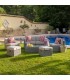 Set de exterior de ratán gris con sofá sillones mesa y reposapiés mdmhogar