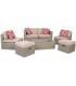 Set de exterior de ratán gris con sofá sillones mesa y reposapiés