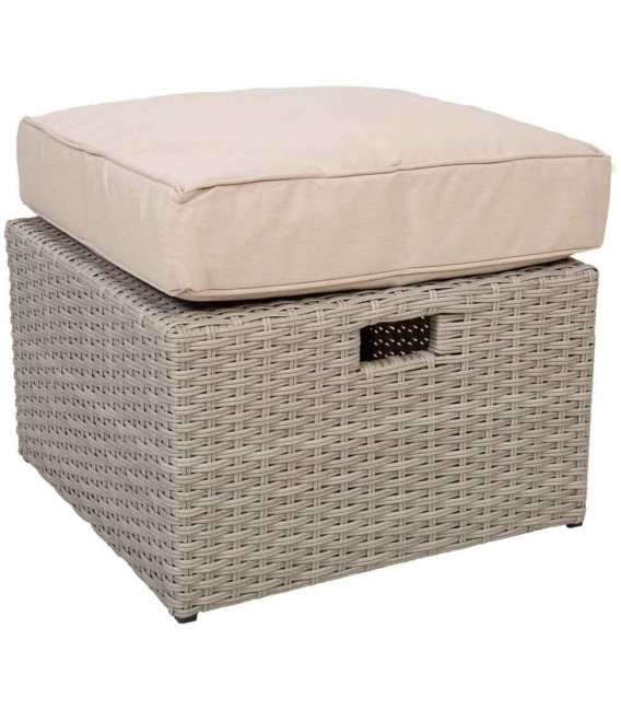Set de exterior de ratán gris con sofá sillones mesa y reposapiés 3