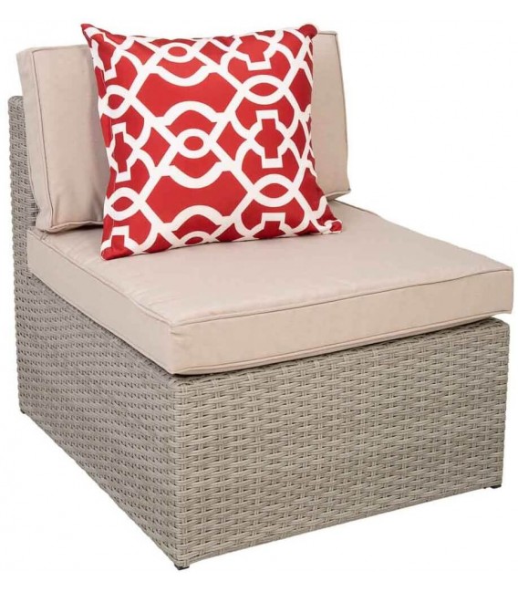Set de exterior de ratán gris con sofá sillones mesa y reposapiés 4