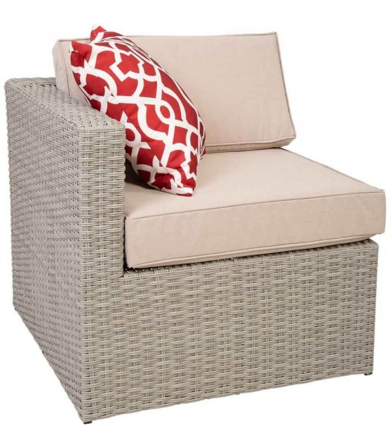 Set de exterior de ratán gris con sofá sillones mesa y reposapiés 6
