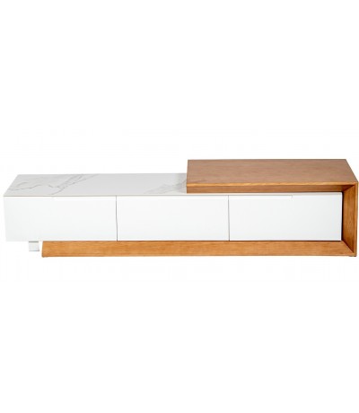 Mueble de TV extensible  madera de roble con cerámica mármol