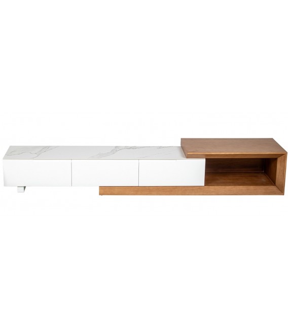 Mueble de TV extensible  madera de roble con cerámica mármol 2