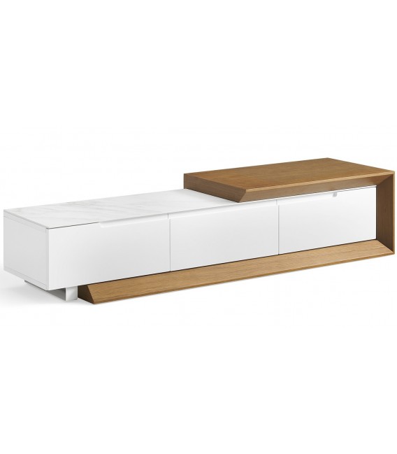 Mueble de TV extensible  madera de roble con cerámica mármol 3