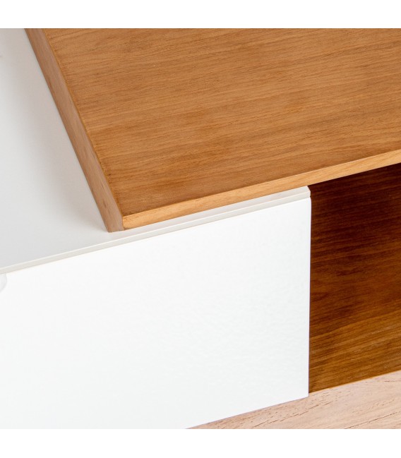 Mueble de TV extensible  madera de roble con cerámica mármol 5